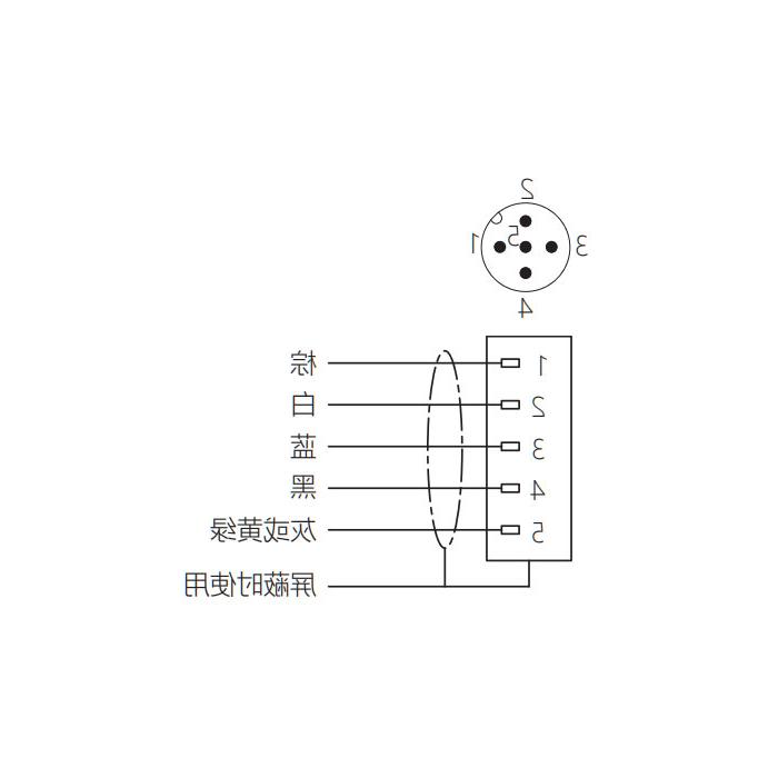 M12 5Pin, male head 90°, single-end precast cable, welding slag resistant PUR material, orange jacket, 64T563-XXX